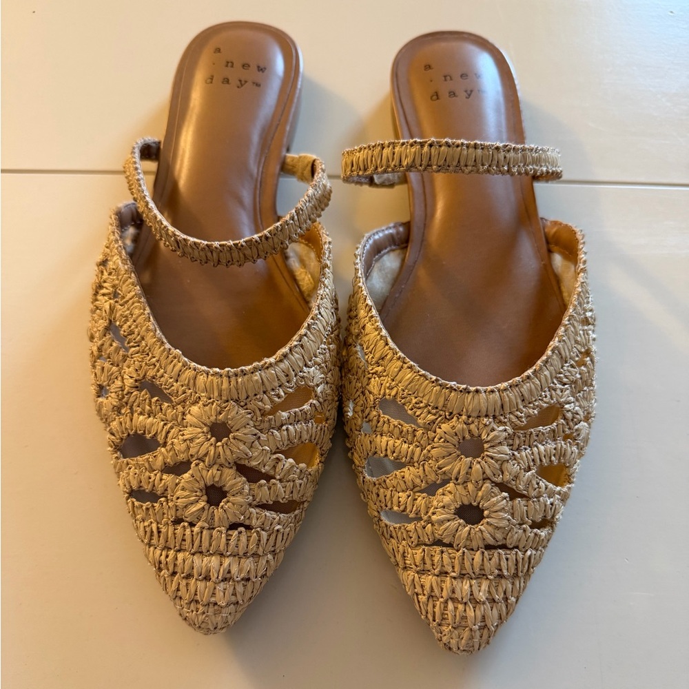A New Day Women's Beige Crochet Flats